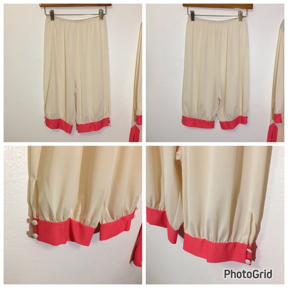 Vintage 50s 60s Two Piece Lingerie Pajama Set Colorblock Nickers Pantaloons (1) - Picture 4 of 16